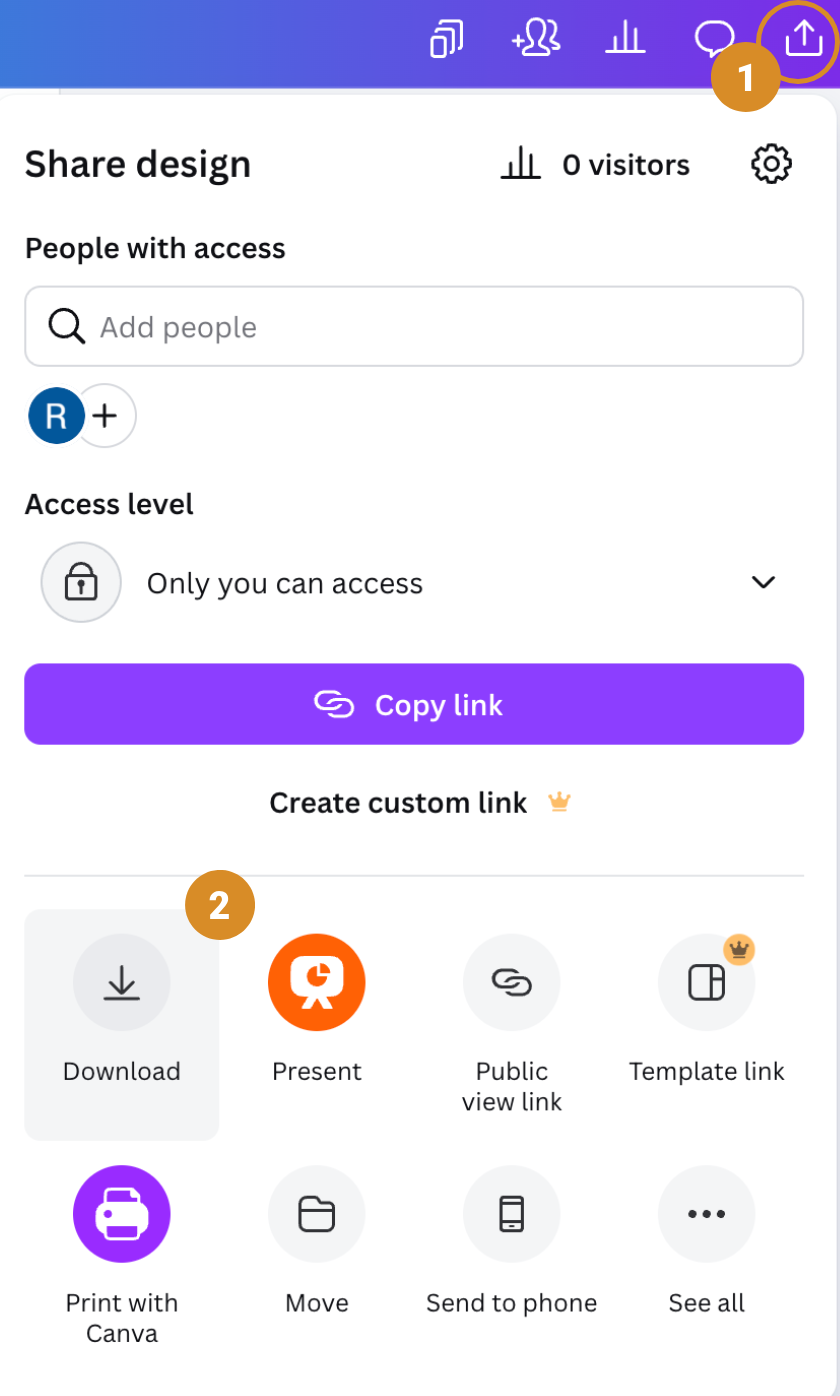 Canva Share then Download option