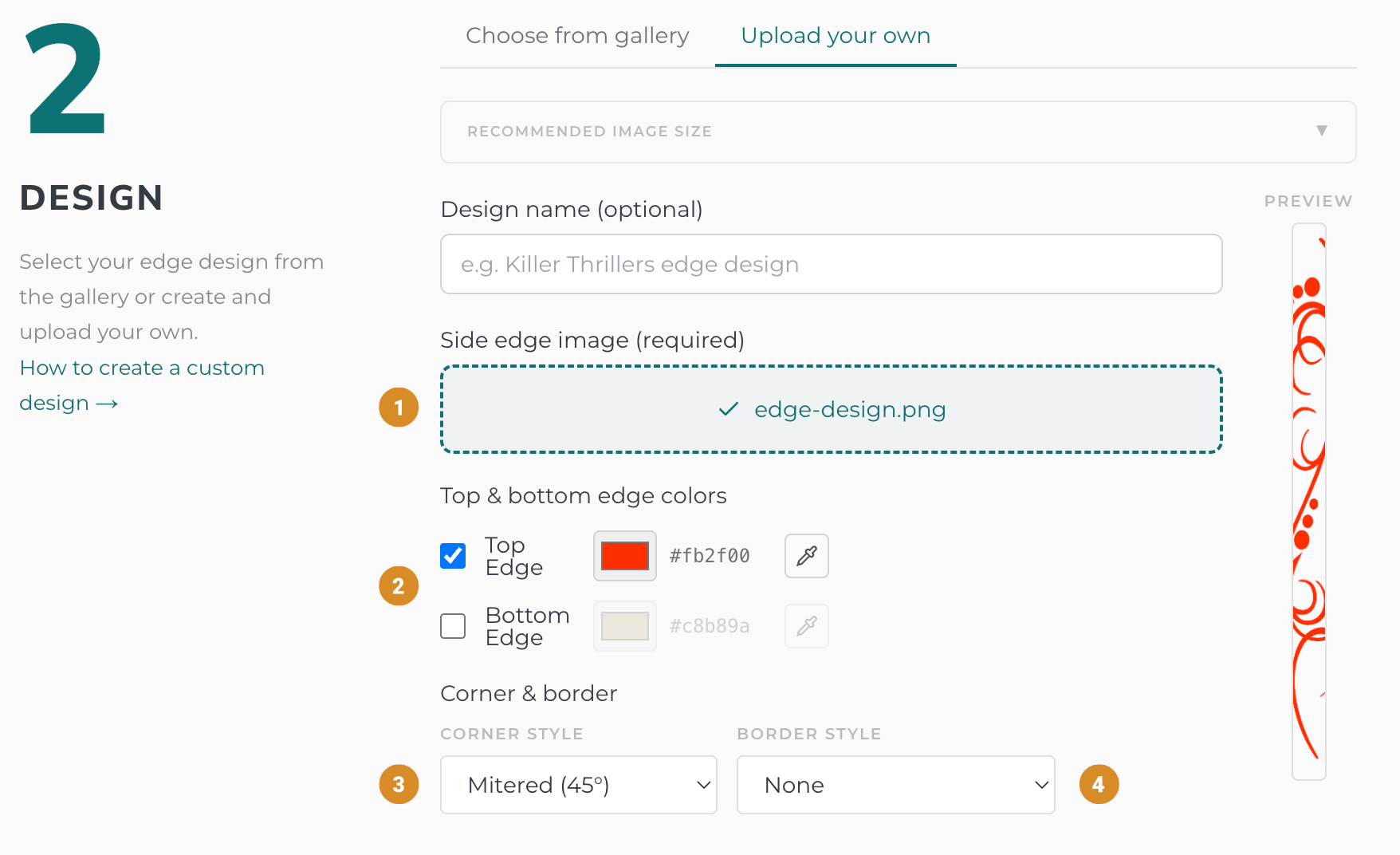 Uploading the finished edge image on the Create page